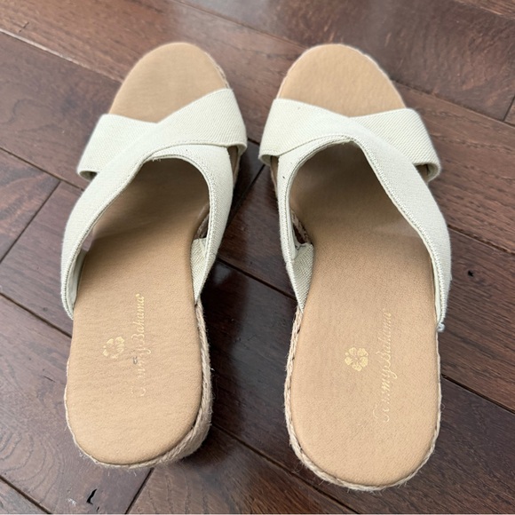 Tommy Bahama Cream Crisscross Espadrille Wedge Slides - Picture 4 of 7